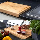 Deconox Tezgah Üstü Bambu Kesme Tahtası, Kaymaz Ekmek Tahtası, Kenarlı Kesme Tepsisi Orta Boy (35CM*25CM) -