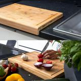 Deconox Tezgah Üstü Bambu Kesme Tahtası, Kaymaz Ekmek Tahtası, Kenarlı Kesme Tepsisi Orta Boy (35Cm*25Cm) - Tezgah Üstü Bambu Kesim Panosu Anti