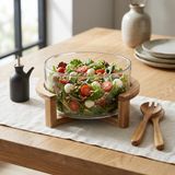 Deconox%100 Doğal Akasya Ayaklı Sunum ve Salata Kasesi - Ahşap Ayaklı Meyvelik ve Çerezlik (15x7 cm veya 20x10 cm Seçenekli, 1 Adet) (20cm*10cm)