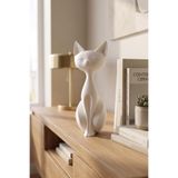 DecoPremium Modern Minimalist Kedi Biblosu - Estetik Seramik Dokulu Dekoratif Obje Ev Salon Aksesuarı Beyaz - 21cm Beyaz 21 x 21
