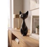 DecoPremium Modern Minimalist Kedi Biblosu - Estetik Seramik Dokulu Dekoratif Obje Ev Salon Aksesuarı Beyaz - 21cm Siyah 21 x 21