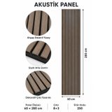 Decor Concept Anadolu Ceviz Akustik Panel Dekoratif Duvar Kaplama 60×280 cm – 8×3 Çıta – Model 250