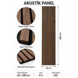Decor Concept Dalgalı Ceviz Akustik Duvar Paneli Kahverengi Ahşap Desenli Çıtalı Dekoratif Duvar Kaplama 60×280 cm – 8×3 Çıta – Model 253