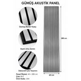 Decor Concept Gümüş Akustik Duvar Paneli Çıtalı Dekoratif Duvar Kaplama 60×280 cm – 8×3 Çıta – Model 254