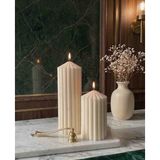 Decor Shops El Yapımı 2'li Oluklu Soya Wax Mum Seti - Dekoratif Doğal Soya Mumu - Krem - 1