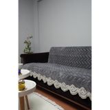 DECORA CASA HOME COLLECTİON Dantel İşlemli peluş Pamuklu Koltuk Örtüsü Sünger Tabanlı Kaymaz Çekyat/kanepe Örtüsü |