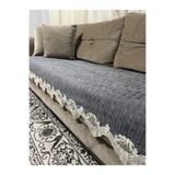 DECORA CASA HOME COLLECTİON Dnteli Bambu Çizgili Süngerli Kadife Kaymaz Çekyat Koltuk Örtüsü 85x210 Cm