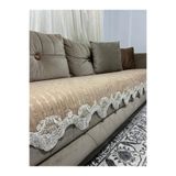 DECORA CASA HOME COLLECTİON Dnteli Bambu Çizgili Süngerli Kadife Kaymaz Çekyat Koltuk Örtüsü (85X210)