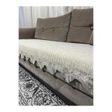 DECORA CASA HOME COLLECTİON Dnteli Bambu Çizgili Süngerli Kadife Kaymaz Çekyat Koltuk Örtüsü (BULUT) 85x210 Cm