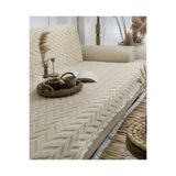 DECORA CASA HOME COLLECTİON Kaymaz Şerit Desenli Wilsoft Peluş Üç Kişilik Kanepe Örtüsü Yumuşak Leke Tutmaz Koltuk Kılıfı