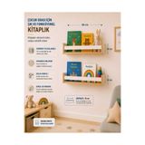 decoraid Beyaz Kitaplık Çocuk Bebek Odası Rafı Beyaz Kitaplık Askılık 2 li 50 cm