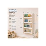 decoraid Beyaz Montessori Eğitici Çocuk Odası Kitaplık Rafı Duvara Monte 4 Bölmeli 100 cm x 50 cm