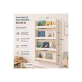 decoraid Beyaz Montessori Eğitici Çocuk Odası Kitaplık Rafı Duvara Monte 4 Bölmeli 120 cm x 60 cm