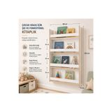 decoraid Beyaz Montessori Eğitici Çocuk Odası Kitaplık Rafı Duvara Monte 4 Bölmeli 120 cm x 80 cm