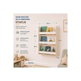 decoraid Beyaz Montessori Eğitici Çocuk Odası Kitaplık Rafı Duvara Monte 4 Bölmeli 75 cm x 50 cm