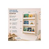 decoraid Beyaz Montessori Eğitici Çocuk Odası Kitaplık Rafı Duvara Monte 4 Bölmeli 75 cm x 60 cm