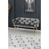 Decoraks Balon Çay Seti Koltuk Kanepe Oturma Odası Kafe Antre Hol Ofis 2 Kişilik Gold Metal - Gri