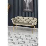 Decoraks Balon Çay Seti Koltuk Kanepe Oturma Odası Kafe Antre Hol Ofis 2 Kişilik Gold Metal - Krem