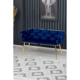 Decoraks Balon Çay Seti Koltuk Kanepe Oturma Odası Kafe Antre Hol Ofis 2 Kişilik Gold Metal - Lacivert