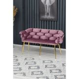Decoraks Balon Çay Seti Koltuk Kanepe Oturma Odası Kafe Antre Hol Ofis 2 Kişilik Gold Metal - Pudra