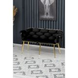 Decoraks Balon Çay Seti Koltuk Kanepe Oturma Odası Kafe Antre Hol Ofis 2 Kişilik Gold Metal - Siyah