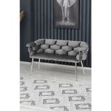 Decoraks Balon Çay Seti Koltuk Kanepe Oturma Odası Kafe Antre Hol Ofis 2 Kişilik Krom Metal - Gri
