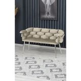 Decoraks Balon Çay Seti Koltuk Kanepe Oturma Odası Kafe Antre Hol Ofis 2 Kişilik Krom Metal - Krem