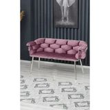 Decoraks Balon Çay Seti Koltuk Kanepe Oturma Odası Kafe Antre Hol Ofis 2 Kişilik Krom Metal - Pudra
