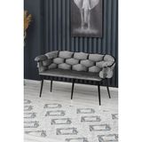 Decoraks Balon Çay Seti Koltuk Kanepe Oturma Odası Kafe Antre Hol Ofis 2 Kişilik Siyah Metal - Gri