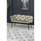 Decoraks Balon Çay Seti Koltuk Kanepe Oturma Odası Kafe Antre Hol Ofis 2 Kişilik Siyah Metal - Krem