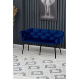 Decoraks Balon Çay Seti Koltuk Kanepe Oturma Odası Kafe Antre Hol Ofis 2 Kişilik Siyah Metal - Lacivert