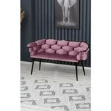 Decoraks Balon Çay Seti Koltuk Kanepe Oturma Odası Kafe Antre Hol Ofis 2 Kişilik Siyah Metal - Pudra Pembe