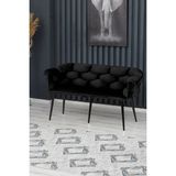 Decoraks Balon Çay Seti Koltuk Kanepe Oturma Odası Kafe Antre Hol Ofis 2 Kişilik Siyah Metal
