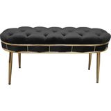 Decoraks Ikili Puf Gold Metal Iskeletli Benc Antre Hol Çay Seti Puf Makyaj Masası Pufu - Siyah