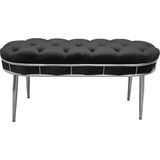 Decoraks Ikili Puf Krom Metal Iskeletli Benc Antre Hol Çay Seti Puf Makyaj Masası Pufu - Siyah