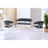 Decoraks Rio Çay Seti Takımı Koltuk Takımı Oturma Odası Kafe Antre Hol Ofis 2+1+1 Krom Metal - Gri
