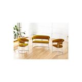 Decoraks Rio Çay Seti Takımı Koltuk Takımı Oturma Odası Kafe Antre Hol Ofis 2+1+1 Krom Metal - Hardal