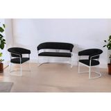 Decoraks Rio Çay Seti Takımı Koltuk Takımı Oturma Odası Kafe Antre Hol Ofis 2+1+1 Krom Metal - Siyah