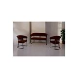 Decoraks Rio Çay Seti Takımı Koltuk Takımı Oturma Odası Kafe Antre Hol Ofis 2+1+1 Siyah Metal - Kahverengi