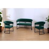 Decoraks Rio Çay Seti Takımı Koltuk Takımı Oturma Odası Kafe Antre Hol Ofis 2+1+1 Siyah Metal - Yeşil