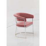 Decoraks Rio Çay Seti Tekli Koltuk Sandalye Berjer Oturma Odası Kafe Antre Hol Ofis Krom Metal - Pudra - Pembe