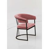Decoraks Rio Çay Seti Tekli Koltuk Sandalye Berjer Oturma Odası Kafe Antre Hol Ofis Siyah Metal - Pudra - Pembe