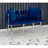 Decoraks Sarmaşık Çay Seti Koltuk Kanepe Oturma Odası Kafe Antre Hol Ofis 2 Kişilik Krom Metal - Lacivert