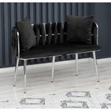 Decoraks Sarmaşık Çay Seti Koltuk Kanepe Oturma Odası Kafe Antre Hol Ofis 2 Kişilik Krom Metal - Siyah