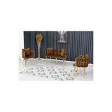 Decoraks Sarmaşık Çay Seti Takımı Koltuk Takımı Oturma Odası Kafe Antre Hol Ofis 2+1+1 Gold Metal - Gri