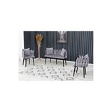 Decoraks Sarmaşık Çay Seti Takımı Koltuk Takımı Oturma Odası Kafe Antre Hol Ofis 2+1+1 Siyah Metal - Gri