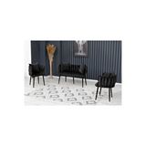 Decoraks Sarmaşık Çay Seti Takımı Koltuk Takımı Oturma Odası Kafe Antre Hol Ofis 2+1+1 Siyah Metal
