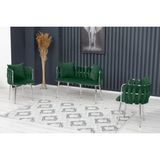 Decoraks Sarmaşık Çay Seti Takımı Siyah Koltuk Takımı Oturma Odası Kafe Antre Hol Ofis 2+1+1 Krom Metal - Yeşil