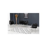 Decoraks Sarmaşık Çay Seti Takımı Siyah Koltuk Takımı Oturma Odası Kafe Antre Hol Ofis 2+1+1 Krom Metal