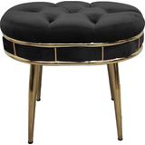Decoraks Tekli Puf Gold Metal Iskeletli Benc Antre Hol Çay Seti Puf Makyaj Masası Pufu - Siyah